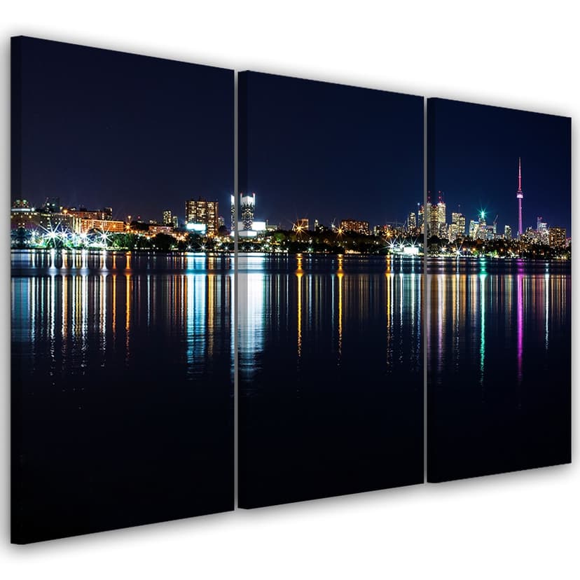 Stampa su tela 3 pezzi, New York Skyline Night