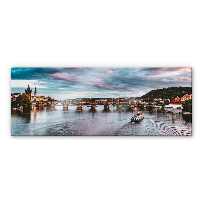 Stampa su vetro acrilico al tramonto a Praga