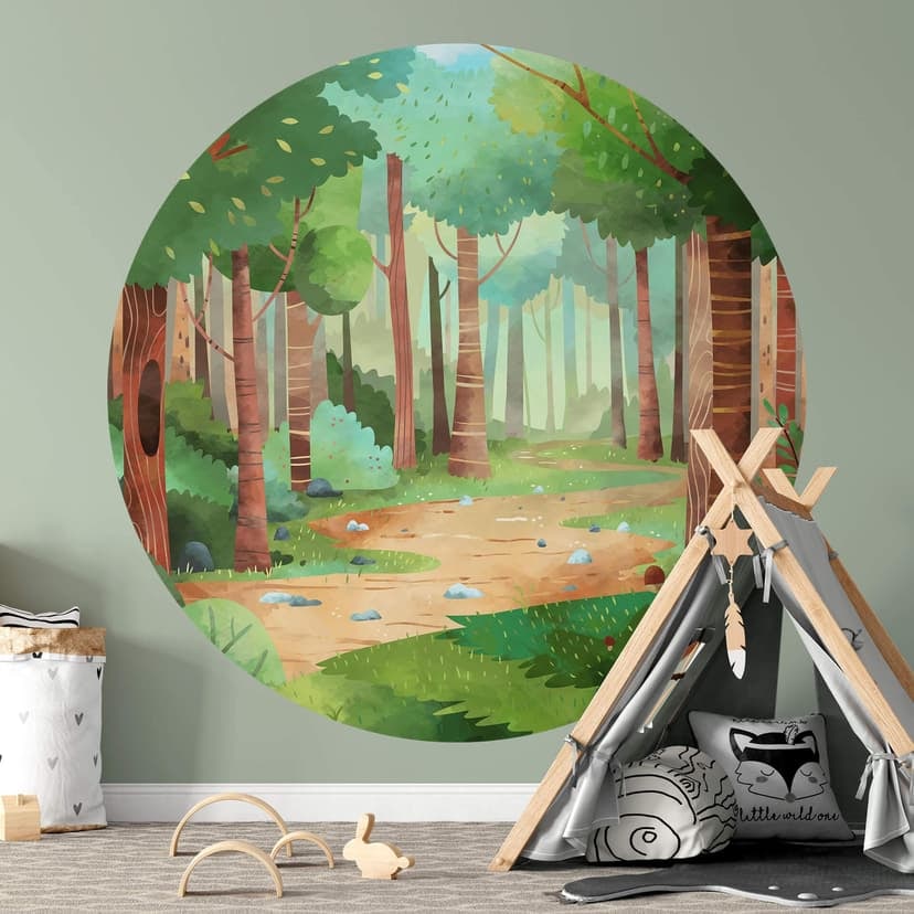 Fotomurale tondo Sentiero della Foresta Verde - DigitalArtsi - carta da parati in tessuto non tessut