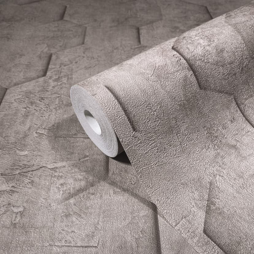 Carta da parati in tessuto non tessuto con motivo a nido d'ape 3D in marrone