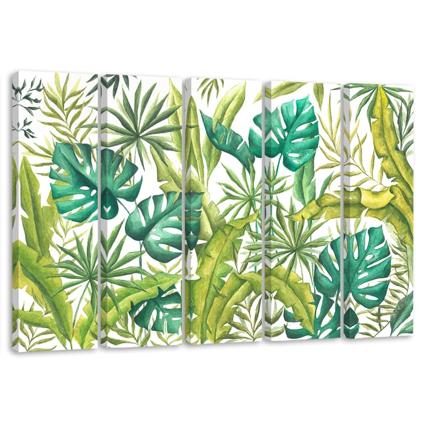 Stampa su tela 5 pezzi Foglie di mostro