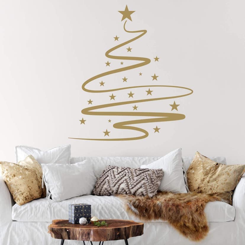 Adesivo murale Linea d'arte dell'albero di Natale