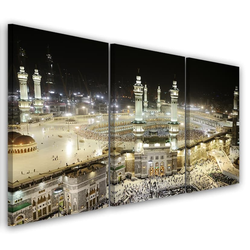 Stampa su tela 3 pezzi, Moschea della Mecca