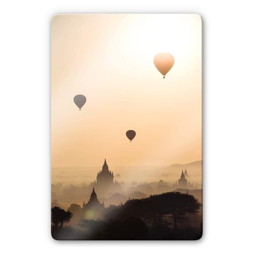 Glasbild Colombo - Der Morgen über Bagan