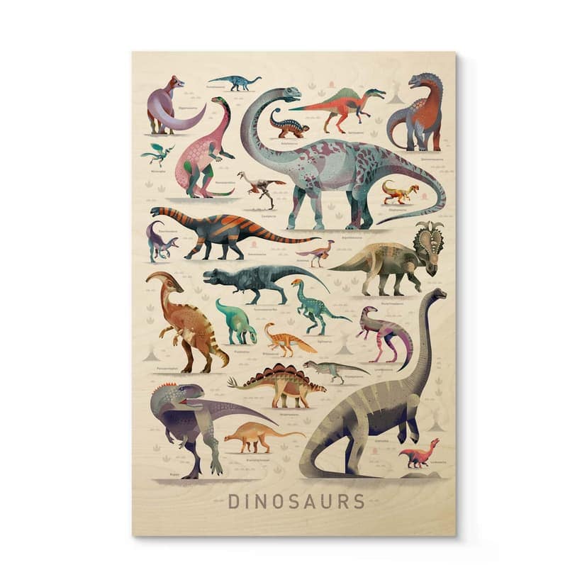 Stampa su legno Braun - Dinosauri