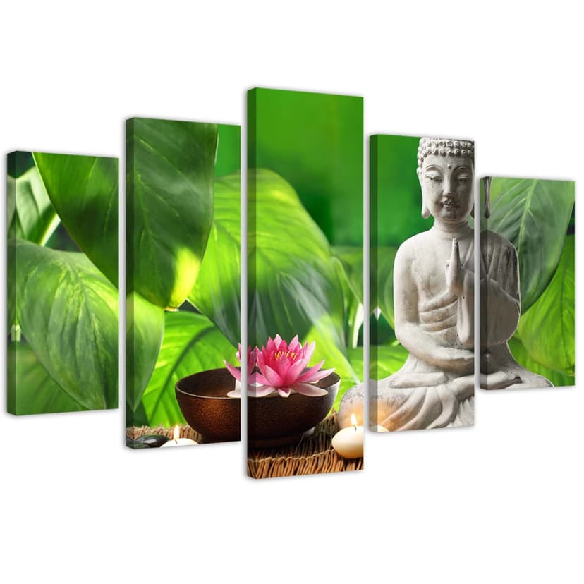 Stampa su tela 5 pezzi Buddha lascia fiori