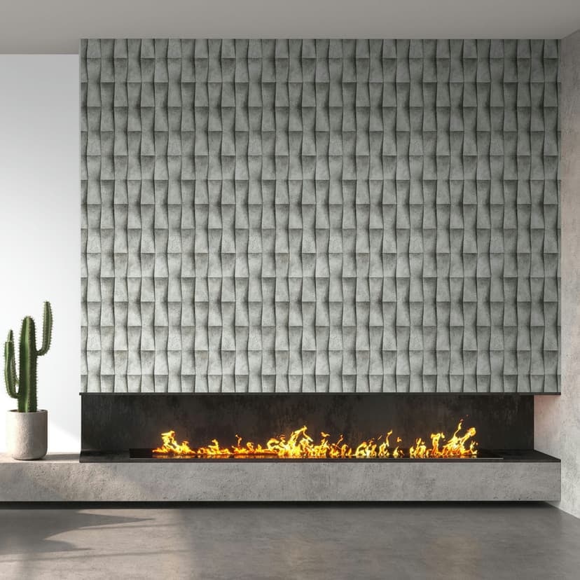 Carta da parati in tessuto non tessuto con effetto intonaco grigio, illusione di strisce 3D look moderno industriale