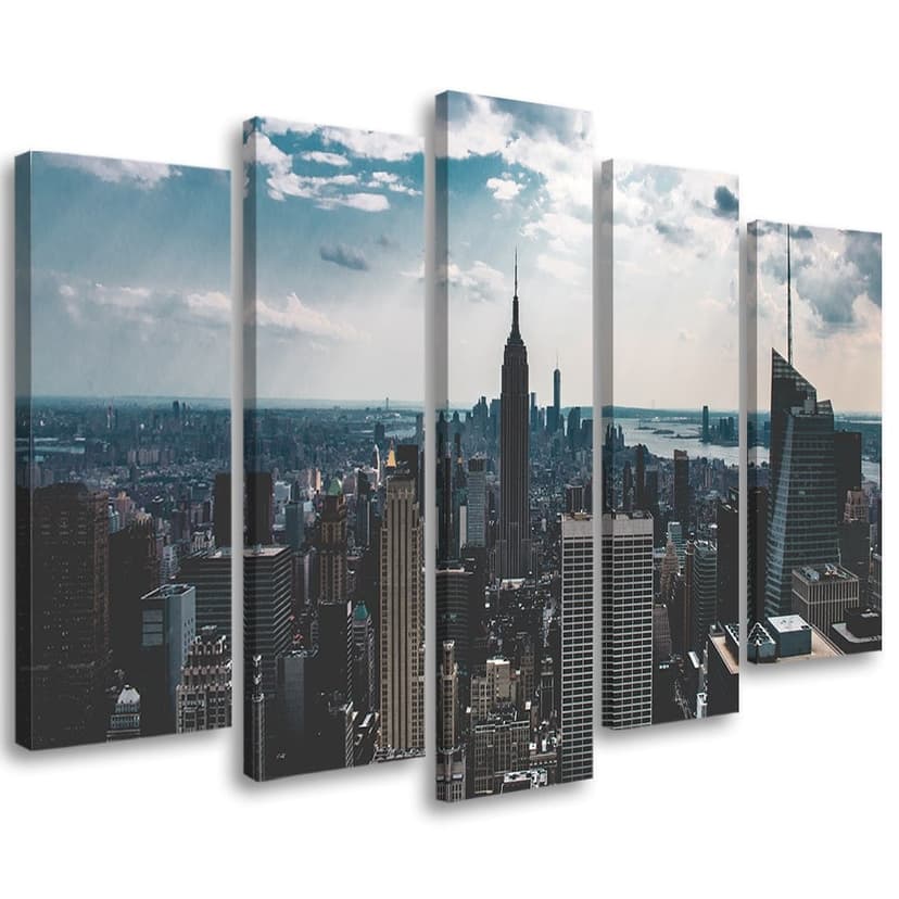 Stampa su tela 5 pezzi, panorama di New York City