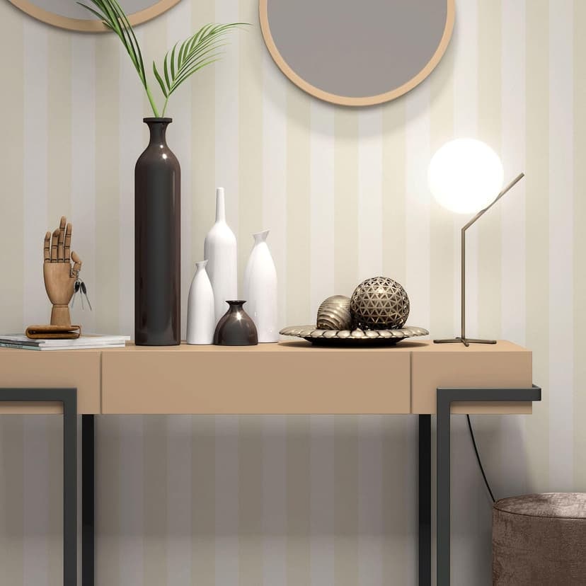 Carta da parati in tessuto non tessuto senza PVC con strisce ed effetto metallizzato in oro