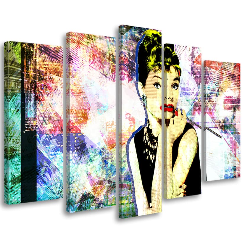 Stampa su tela 5 pezzi, colore Audrey Hepburn