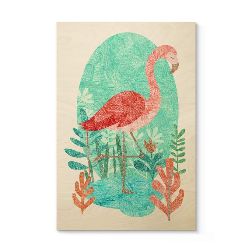 Stampa su legno Goed Blauw - Flamingo