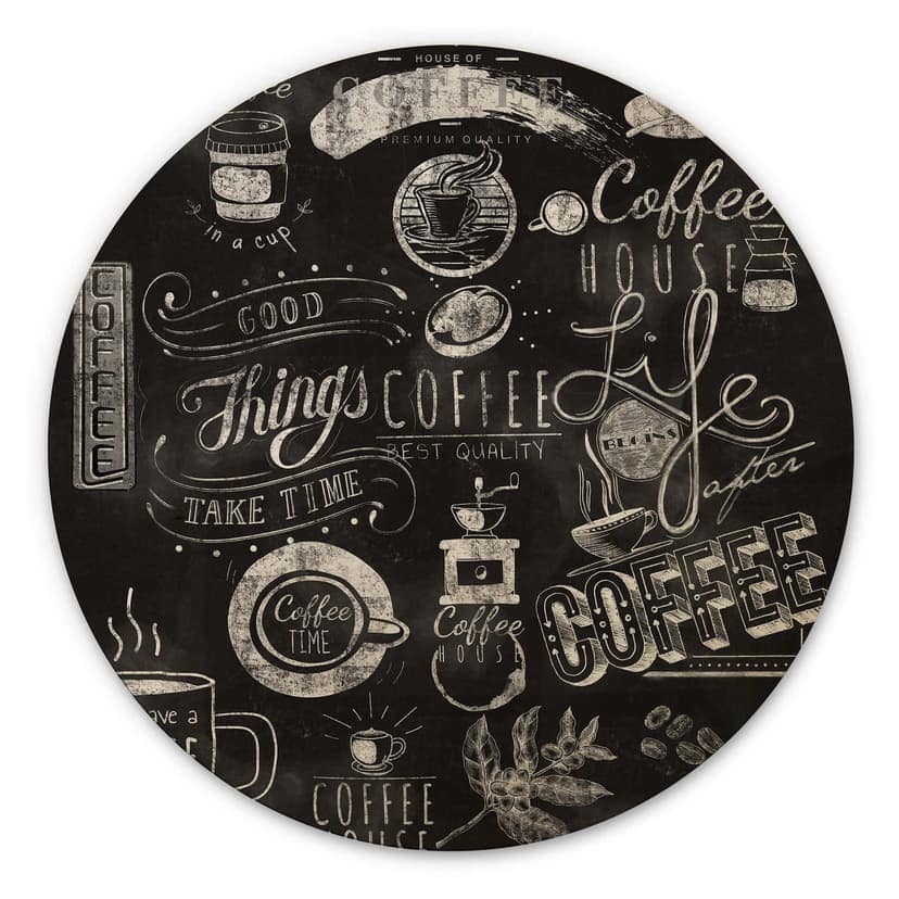 Stampa su legno World of Coffee - tondo