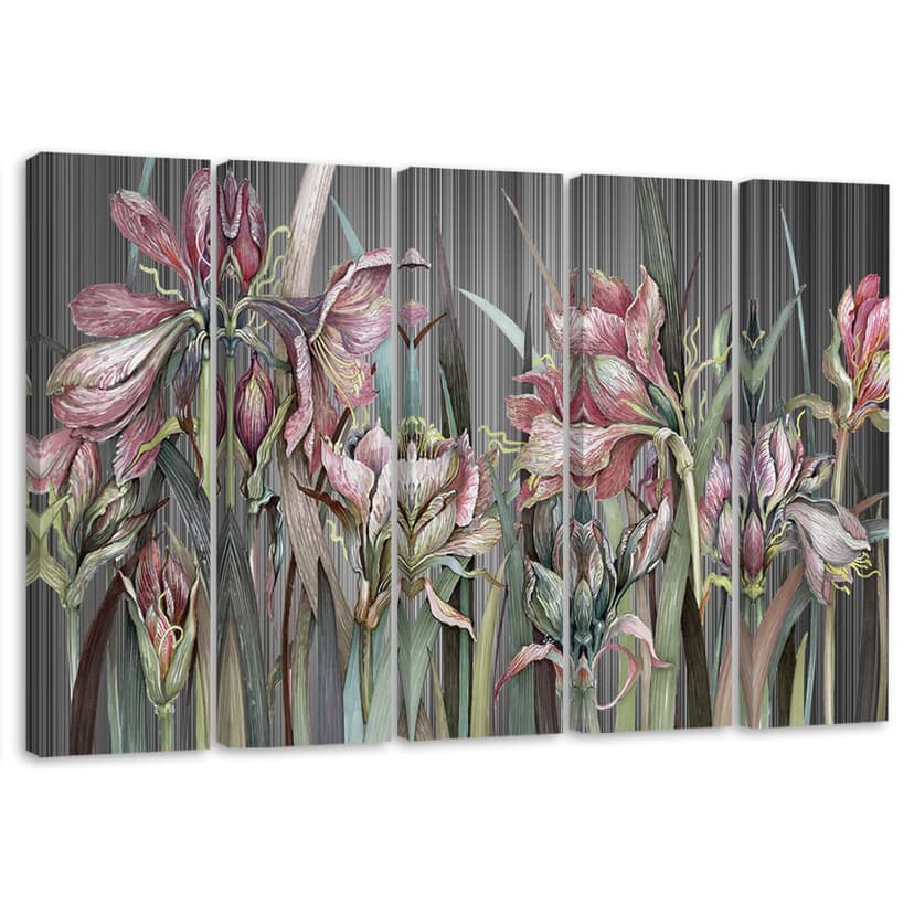 Stampa su tela 5 pezzi, fiori di iris