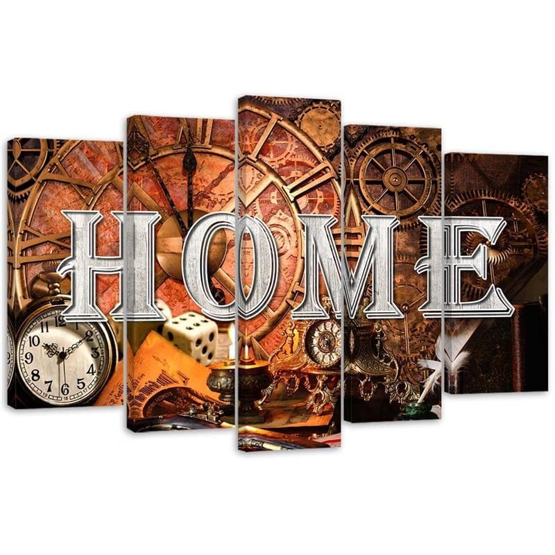 Stampa su tela 5 pezzi Home Iscrizione vintage retrò