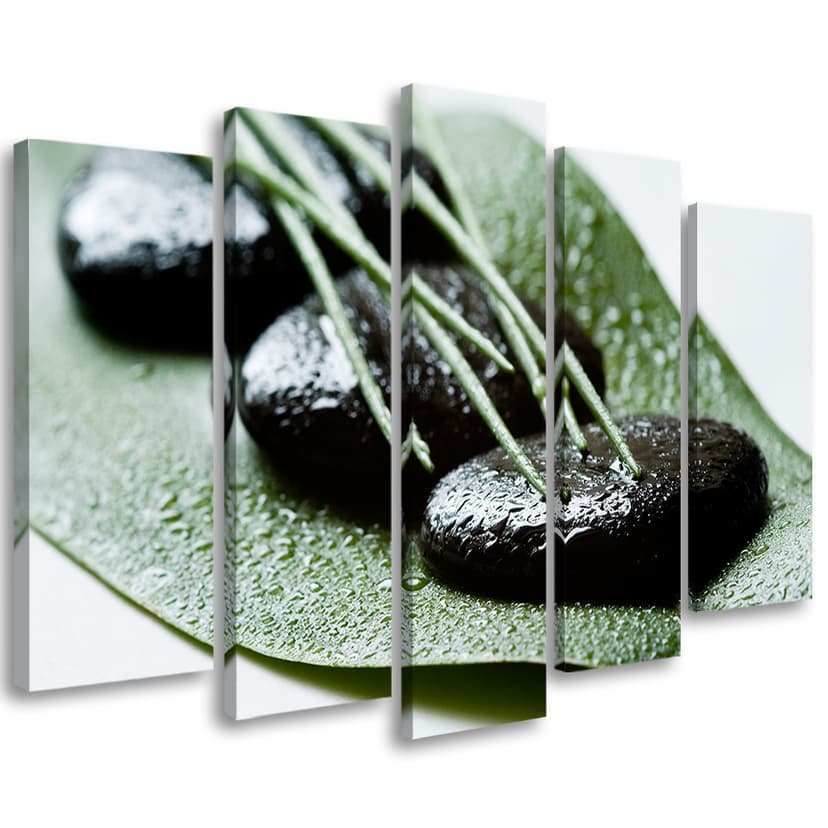 Stampa su tela 5 pezzi Stones Nature Lets Zen