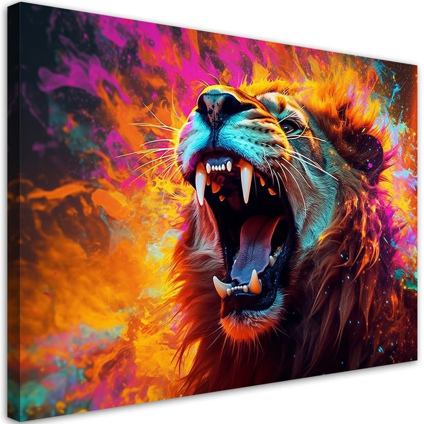 Quadro su Tela Ruggito del leone astratto