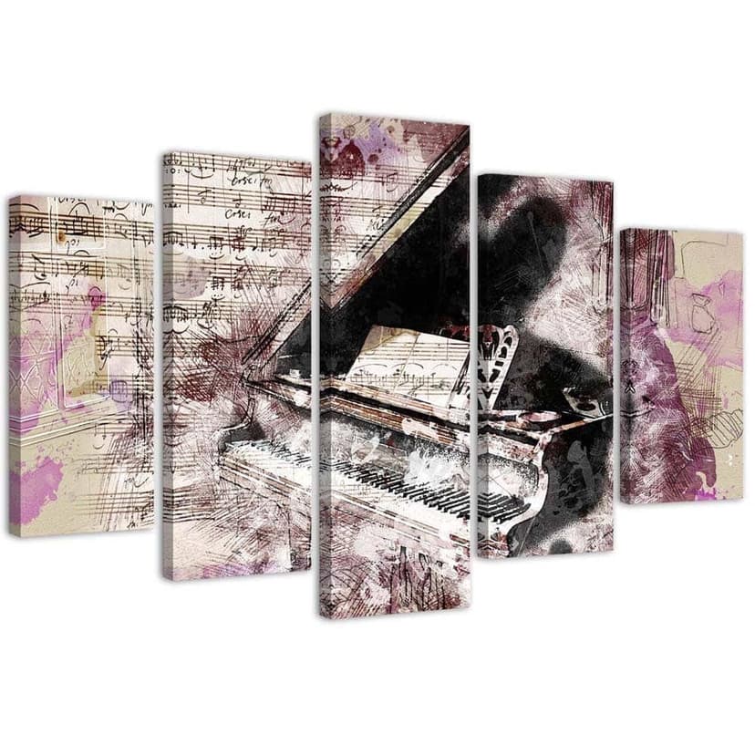 Stampa su tela 5 pezzi Pianoforte astratto vintage