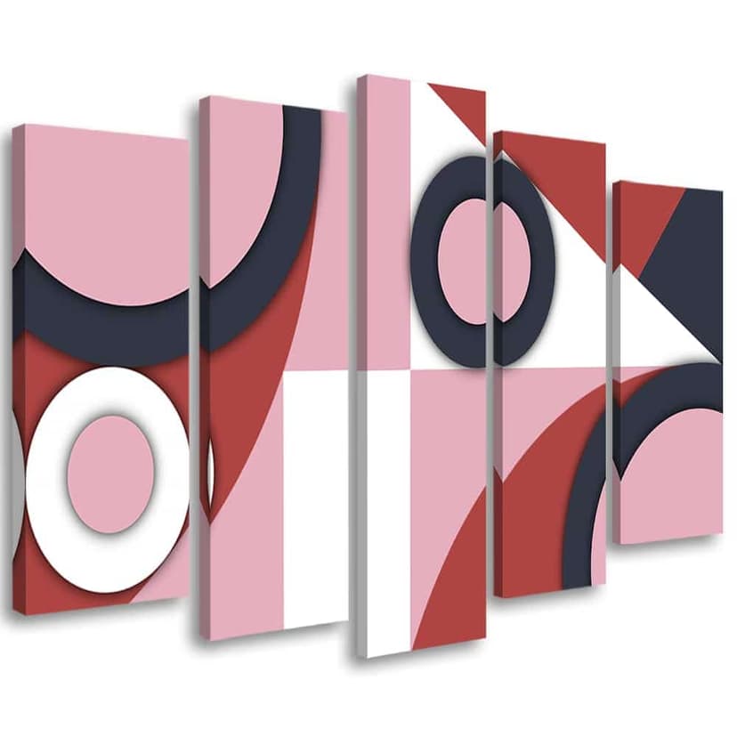 Stampa su tela 5 pezzi, Forme di astrazione geometrica