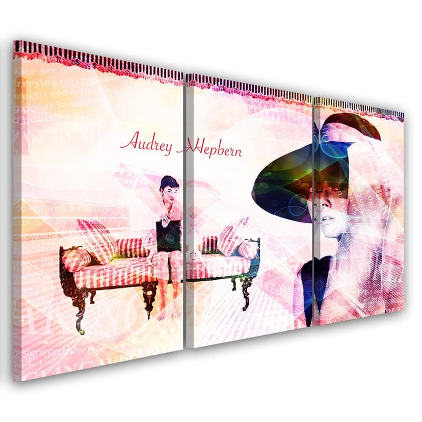 Stampa su tela 3 pezzi, Audrey Hepburn