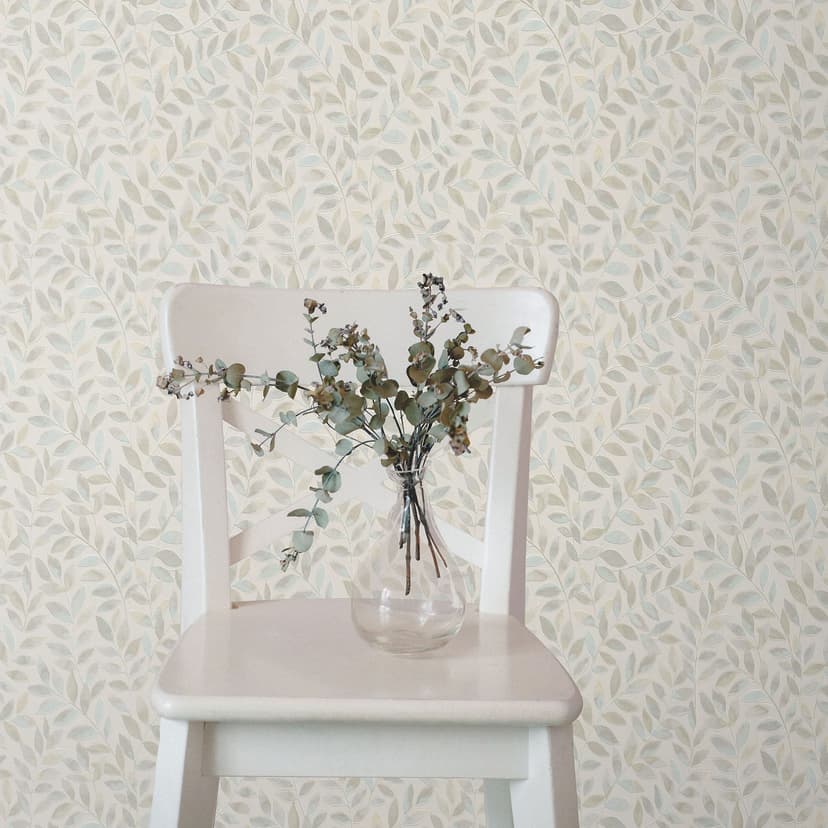 Carta da parati con motivo a foglie Opus beige