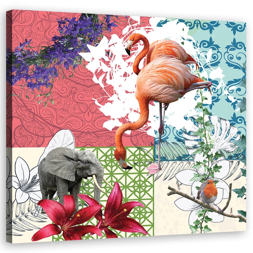 Stampe su tela, Collage di fenicotteri