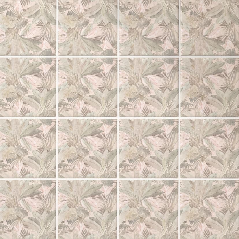 Adesivi piastrelle foglie tropicali nella giungla pastello - Bloomery Decor - set di 12