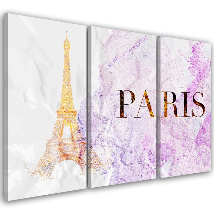 Stampa su tela 3 pezzi, Parigi Torre Eiffel Glamour