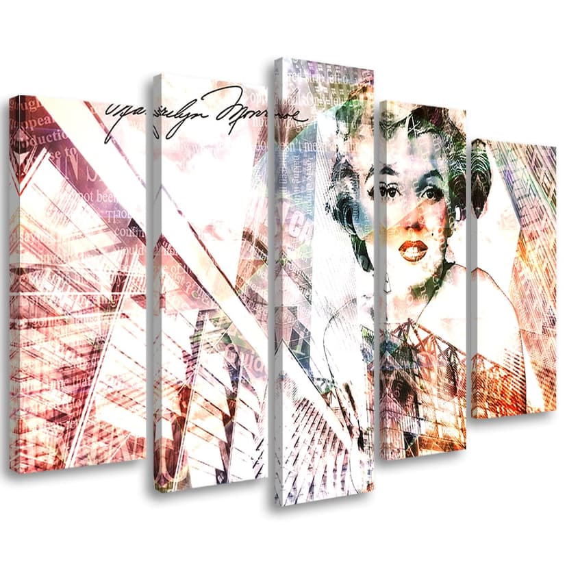 Stampa su tela 5 pezzi, Marilyn Monroe