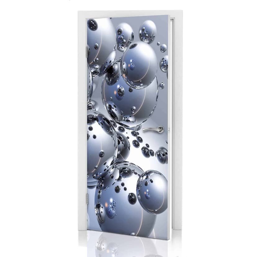 Adesivo per porta - Bolle argento