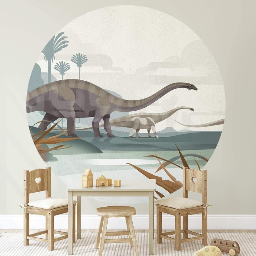 Fotomurale tondo Braun - Diplodocus - carta da parati in tessuto non tessuto/carta da parati in tess