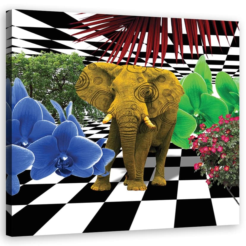 Stampe su tela, Elefante colorato