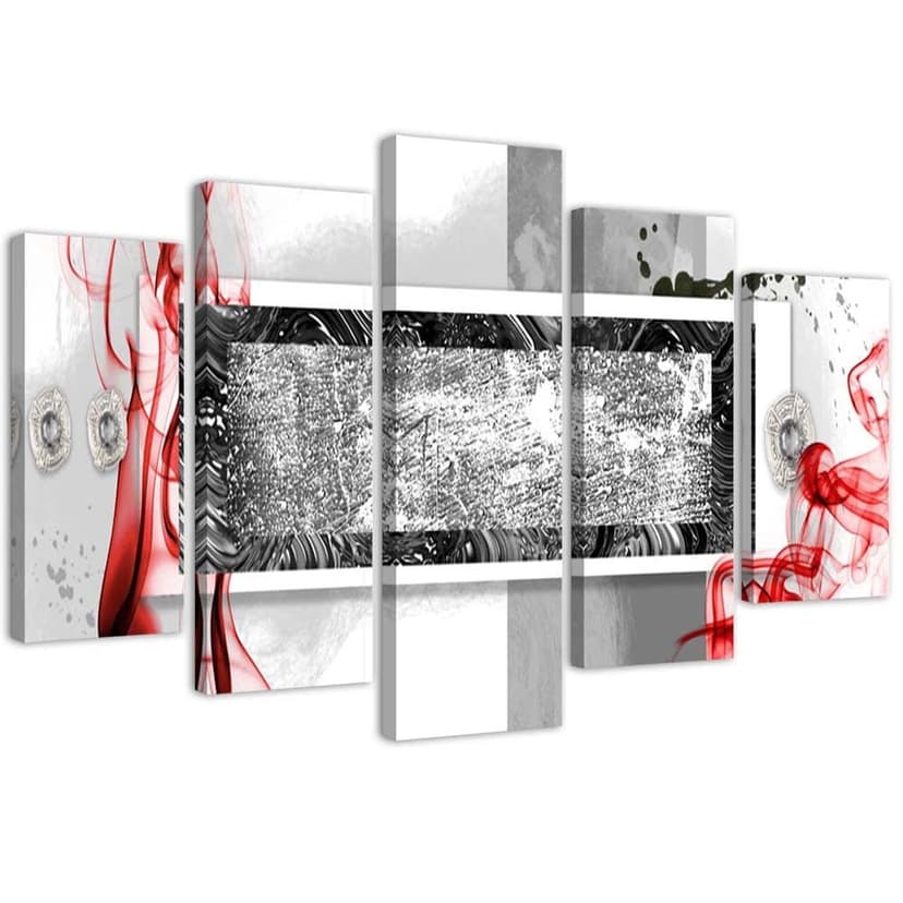 Stampa su tela 5 pezzi Astratto grigio rosso