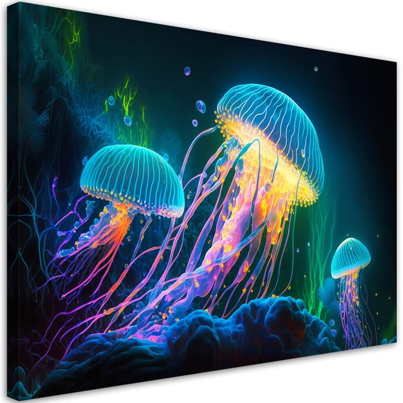 Stampa su tela Neon meduse sott'acqua