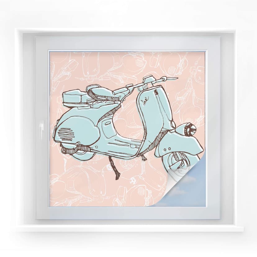 Pellicola adesiva per vetri - vespa disegnata (quadrato)