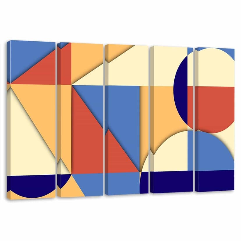 Stampa su tela 5 pezzi, Forme di astrazione geometrica