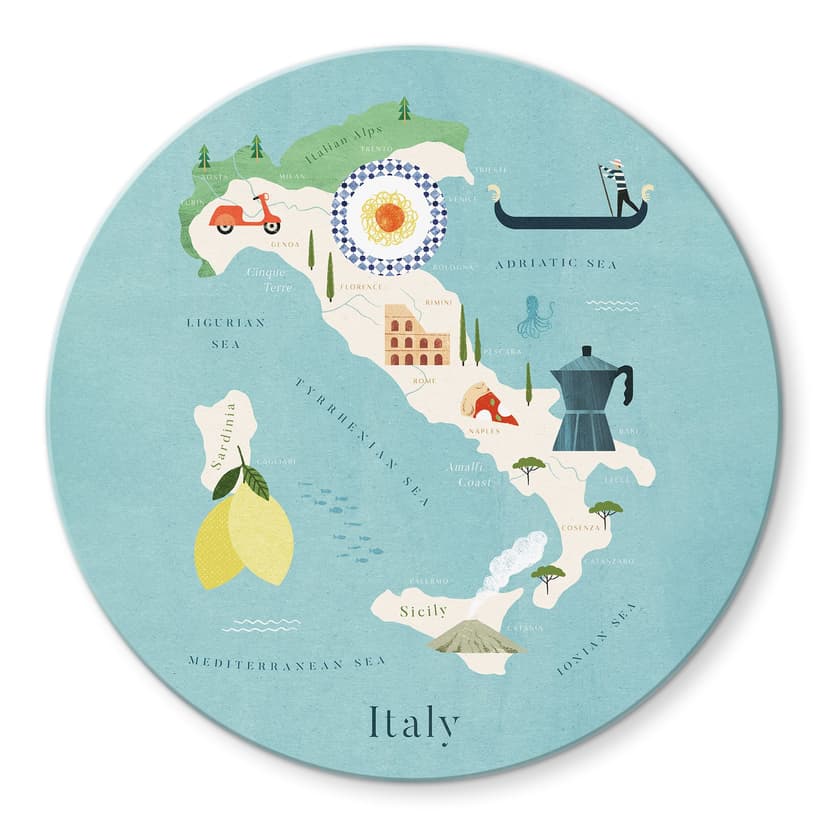 Stampa su vetro Mappa dell'Italia - Rivers