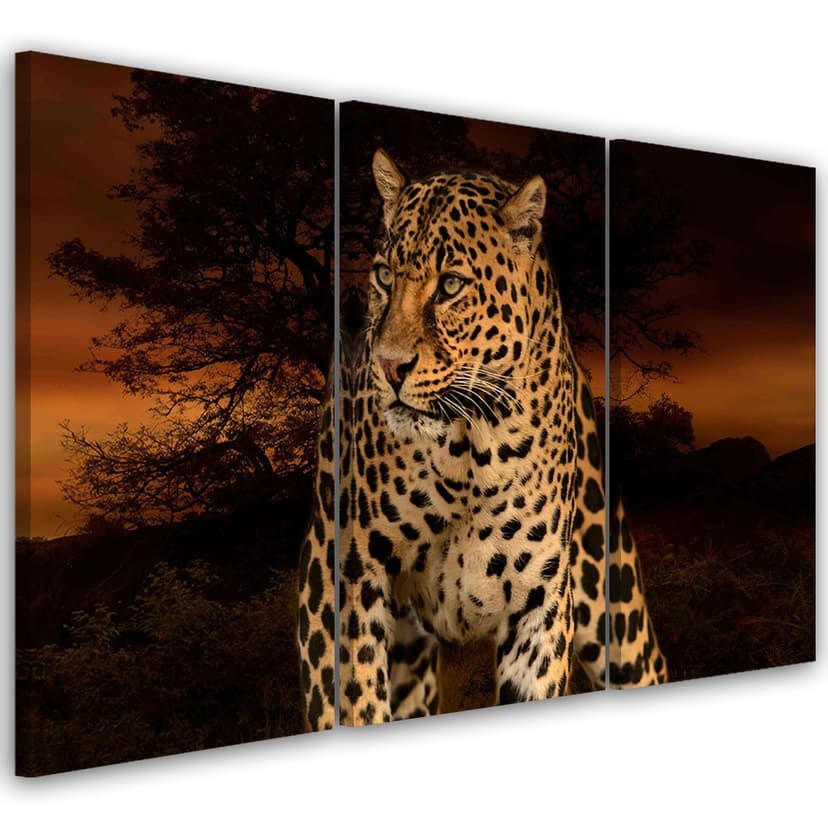 Stampa su tela 3 pezzi Leopard Cat Safari