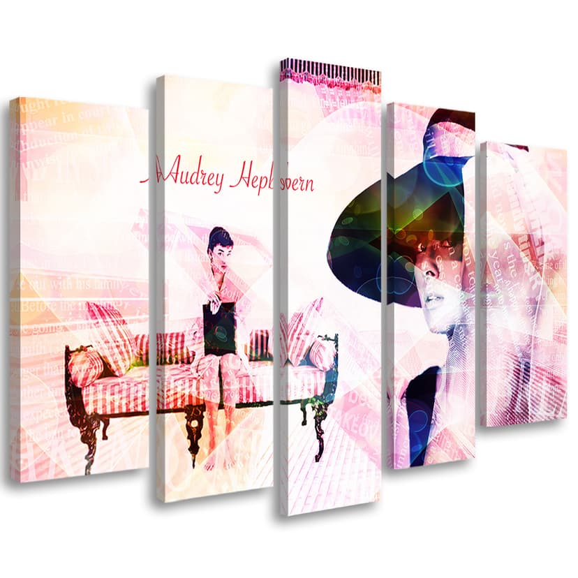 Stampa su tela 5 parti, Audrey Hepburn