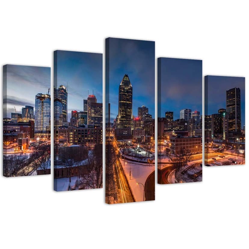 Stampa su tela 5 pezzi, New York Skyline City Usa
