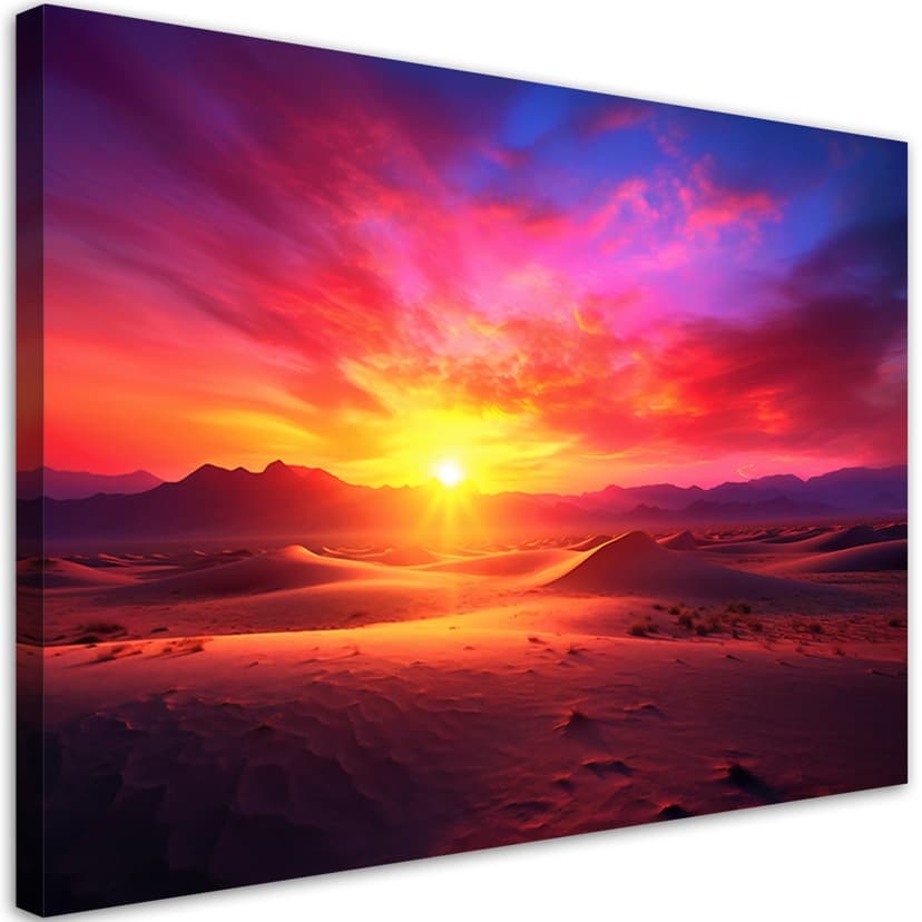 Stampa su tela, Paesaggio al tramonto
