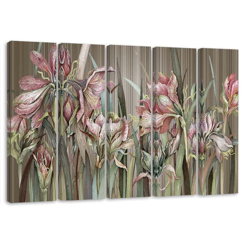 Stampa su tela 5 pezzi, fiori di iris