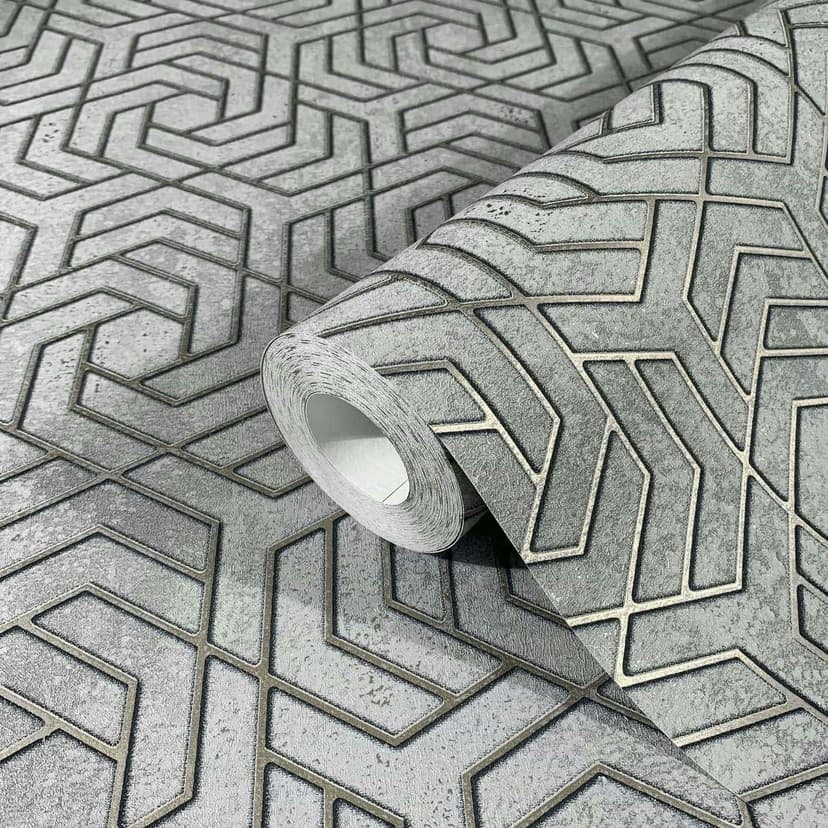 Carta da parati in tessuto non tessuto con grafica 3D grigia