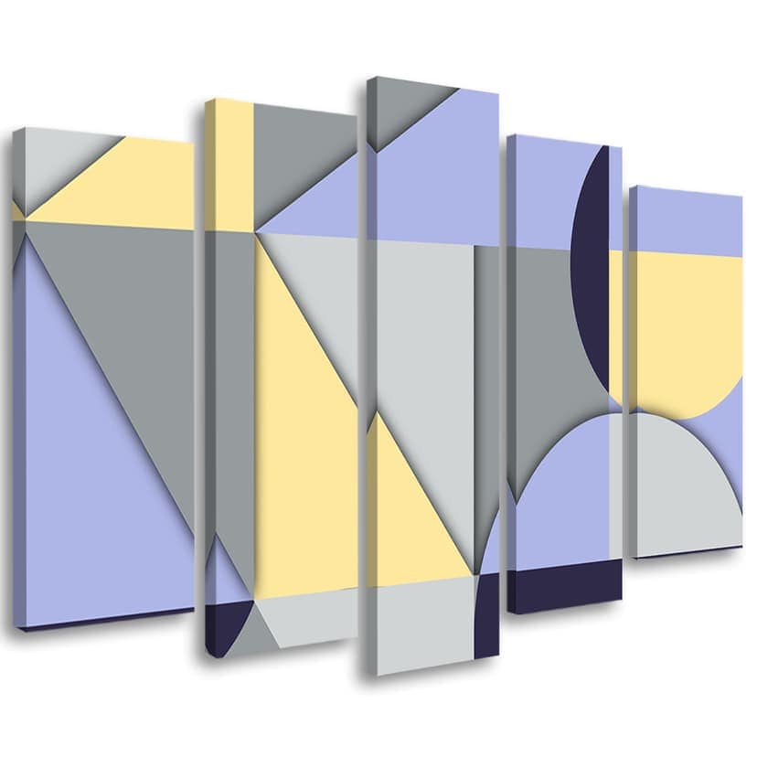 Stampa su tela 5 pezzi, Forme di astrazione geometrica