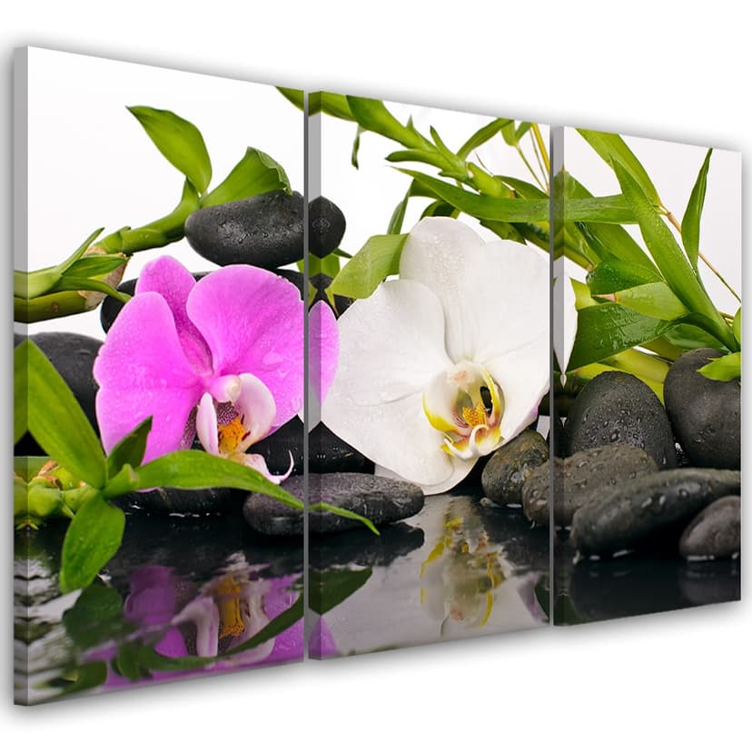 Stampa su tela 3 pezzi Fiori Zen Pietra di bambù