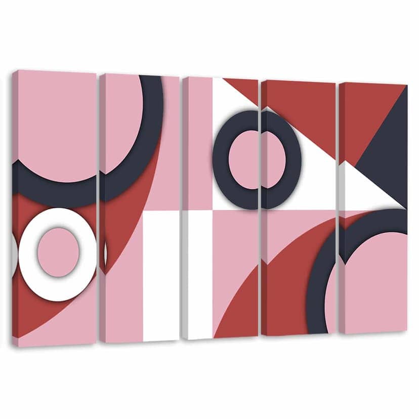 Stampa su tela 5 pezzi, Forme di astrazione geometrica