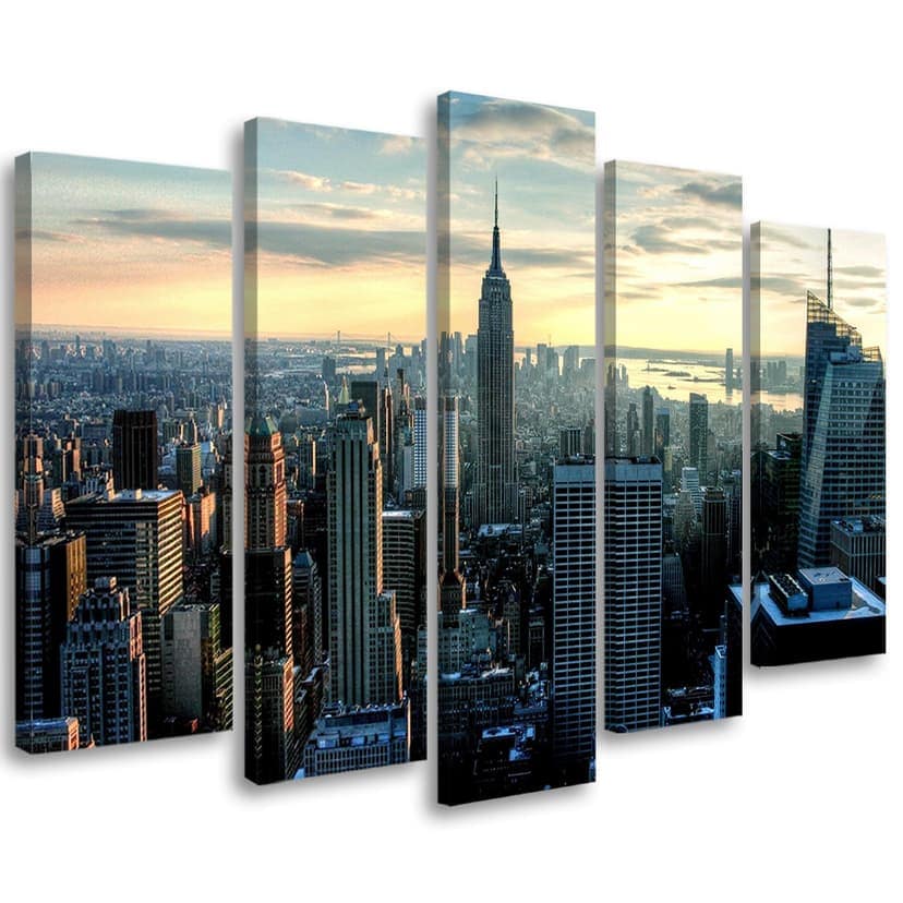 Stampa su tela 5 pezzi, architettura di New York City