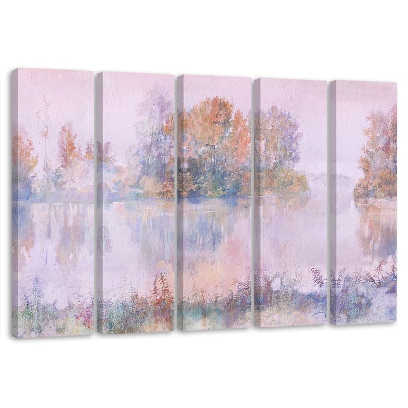 Stampa su tela 5 pezzi, vista lago