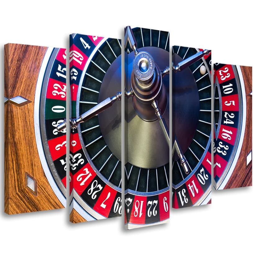 Stampa su tela 5 pezzi, gioco d'azzardo alla roulette