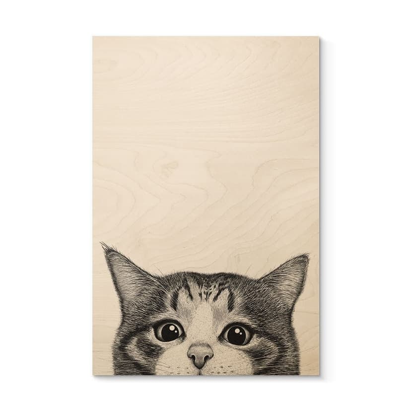 Quadro in legno Gatto curioso - Korenkova