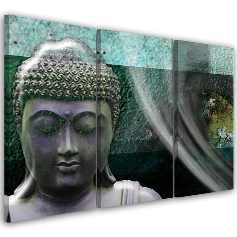Stampa su tela 3 pezzi, Zen Buddha Turchese Benessere